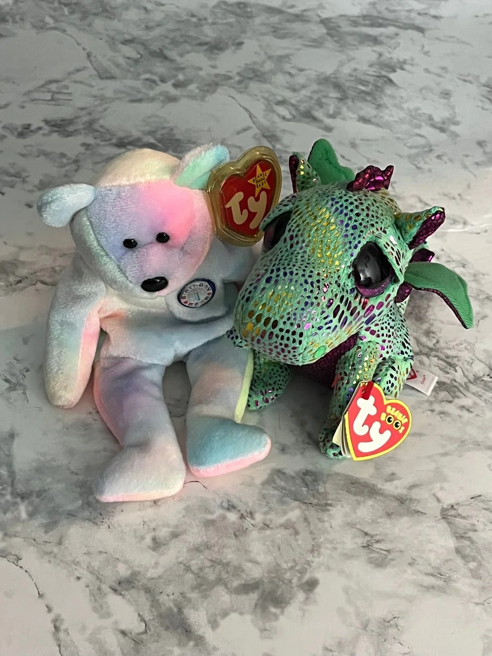 STEAL! 2 TY Collectibles – Retired B.B. Birthday Bear + Cinder Dragon